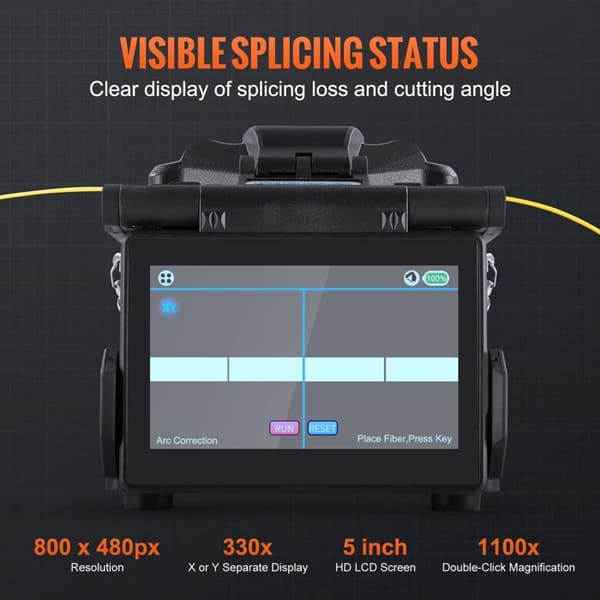 Fiber Optic Splicer 6 Motors-Duoku-Splicing 6 s and Heating 13 s-LCD Screen 5"-3 in 1 Support-7800 mAh Battery