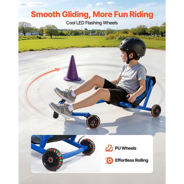 Pedallös go-kart - DUOKU - YO-6013 - Sidodrivning i zigzag - Blå - Max belastning 68 kg Blå
