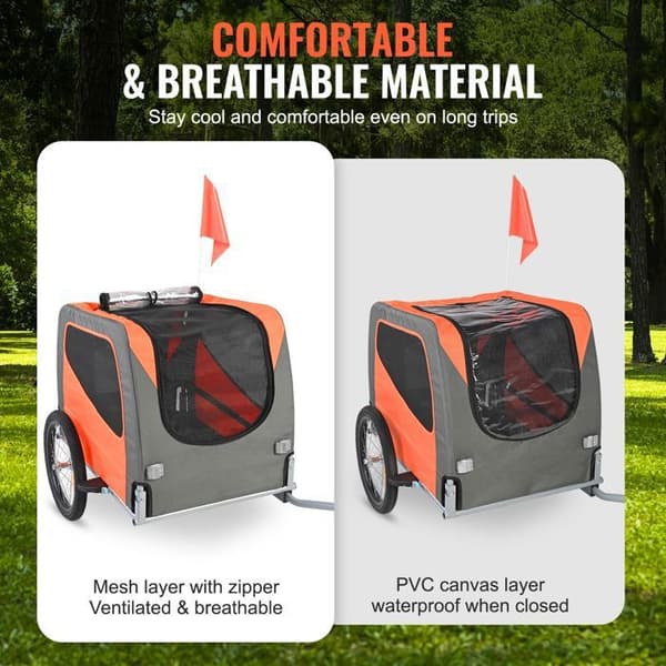 Hundetrailer - DUOKU - Model DT806 - Kapacitet 30 kg - Sammenfoldelig - Farve Orange/Grå orange + grå