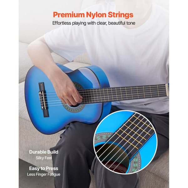 Klassisk gitarr - DUOKU - M5126 - 78 cm - Lindträ - Blå färg Blå