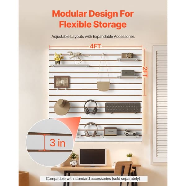 Vægpanel - DUOKU - 4 x 4 ft - MDF - Modulsystem - Justerbar Hvid