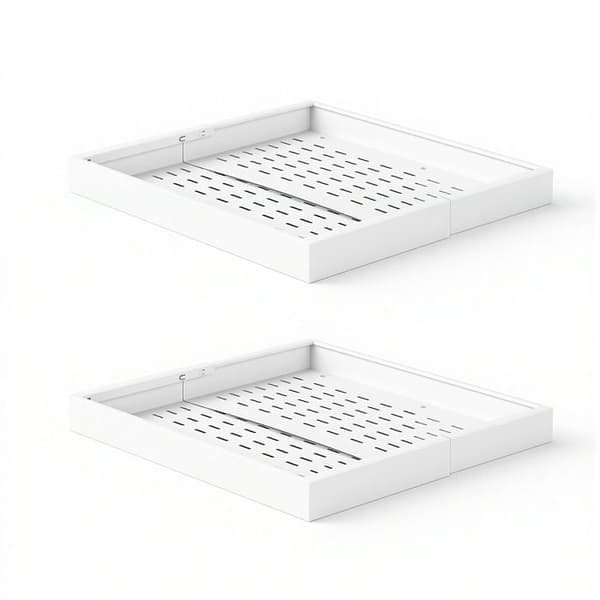 Skuffe med skinner - DUOKU - YS2512152C5 - Sæt af 2 - Dybde 52 cm - Kulstofstål Vit