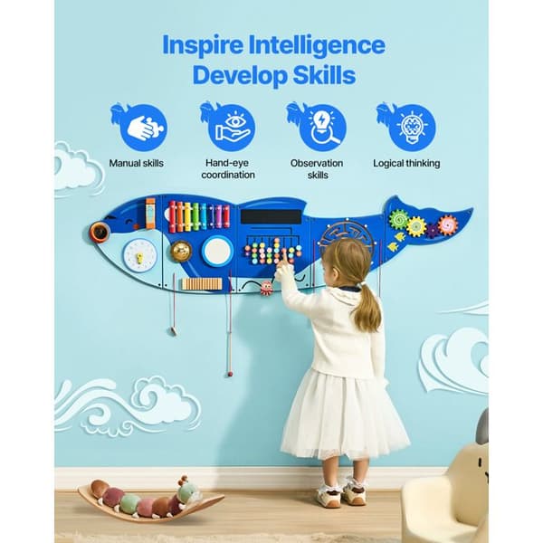 Väggmonterad Sensorisk Leksak - DUOKU - Späckhuggare - 12 Spel - 3-12 år - 60x15,4x2,1 tum