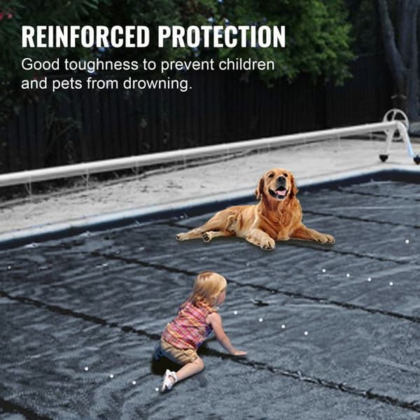 Sikkerheds Cover til Pool - DUOKU - 3,5 x 6 m - PVC Dække - Rektangulær - Drænhuller Svart