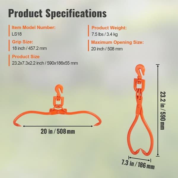 Avdragningsklämma - DUOKU - LS18 - Robust Stål - Kapacitet 350 kg - 18 tum