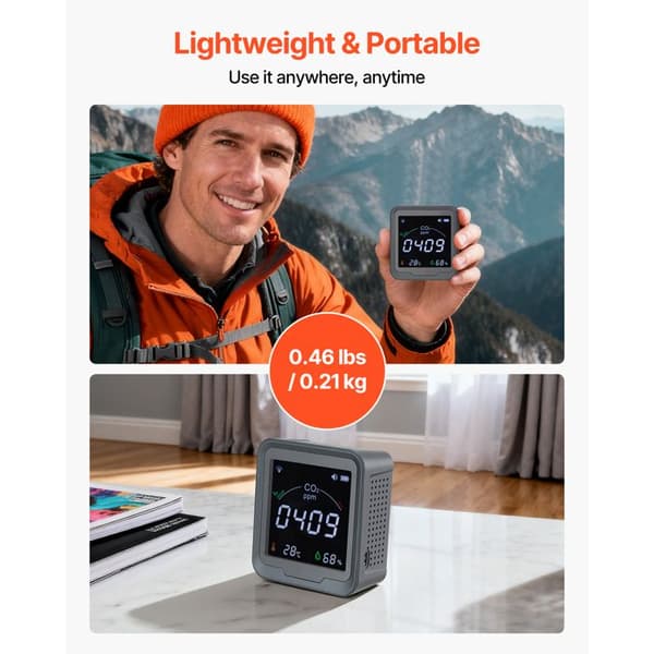 Koldioxiddetektor - DUOKU - PTH-9CW - 400–5000 ppm - Temperatur & Luftfuktighet - NDIR-sensor
