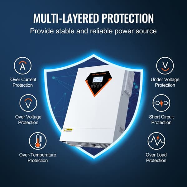 Hybrid Solcelleinverter - DUOKU - 5500W - Ren Sinuskurve - 230V AC - Ladecontroller