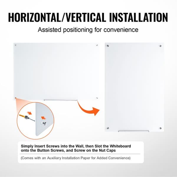 Magnetisk Whiteboard - DUOKU - 48"x32" - Tempereret Glas - Tør-ørbar - Inkluderer 2 Markører