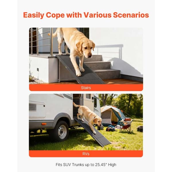 Fällbar ramp för hund - DUOKU - 180 x 50,8 cm - 113 kg - Oxford-tyg - 4 vikningar