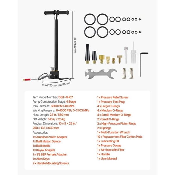 Handpump PCP 4 Våningar-Duoku-Högt tryck för Luftgevär, Paintball, Pumpning av Däck, Maxtryck 40 MPa
