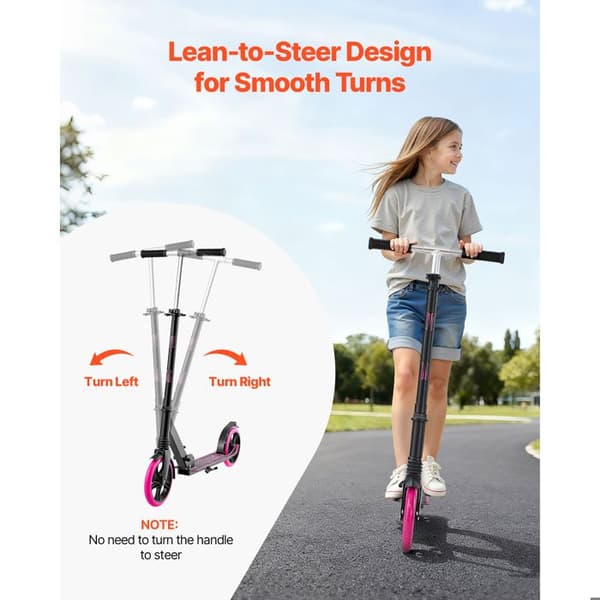 Fällbar sparkcykel - DUOKU - S200C - Rosa - Justerbart styre - 200 mm hjul (PU) Ros