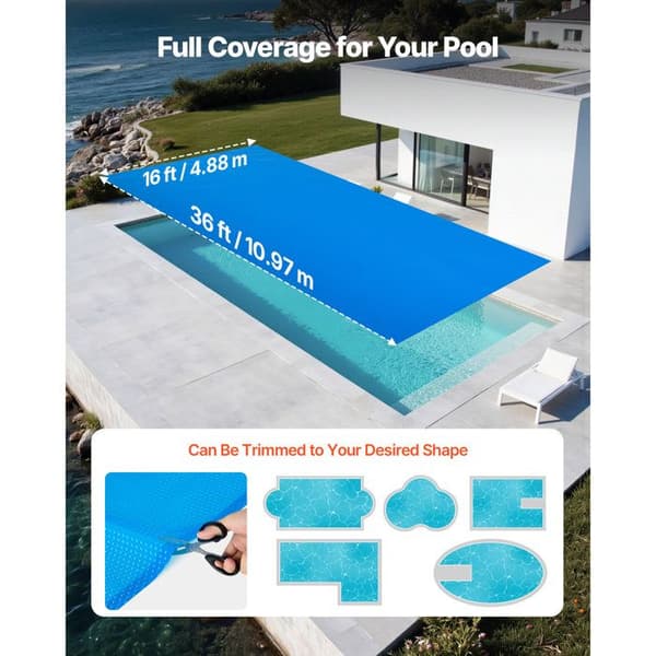 Solcover til Swimmingpool 11 x 4,9 m - Duoku - Rektangulær Boblecover i Polyethylen på 0,3 mm, Blå