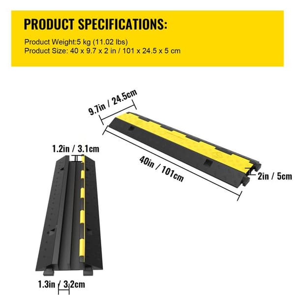 Kabelskyddsrampe - DUOKU - Duoku - Dubbelkanal - 11,000 lbs per axel - 101x24,5x5 cm