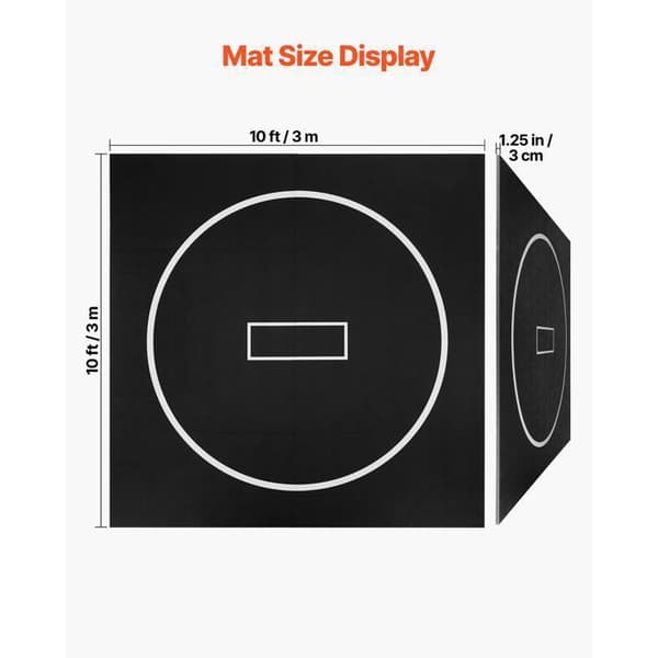 Brottningsmatta - DUOKU - WR-10*10*1.25 - 3 x 3 m - Tjocklek 3 cm - Fällbar i PVC - Svart