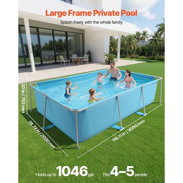Rektangulær Overjordisk Pool - DUOKU - 3 x 2 x 0,76 m - Stålkonstruktion - Kapacitet 3959 L - Blå Blå