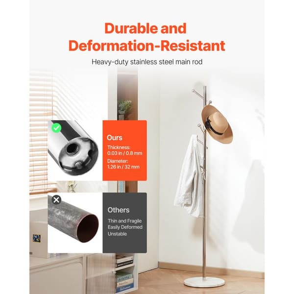 Garderobe - DUOKU - GH-L618 - 8 Krog - Marmorbase - Rustfrit Stål
