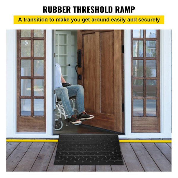 Rampe av tröskel i gummi-Duoku-10,2 cm-Solid för rullstol och scooter