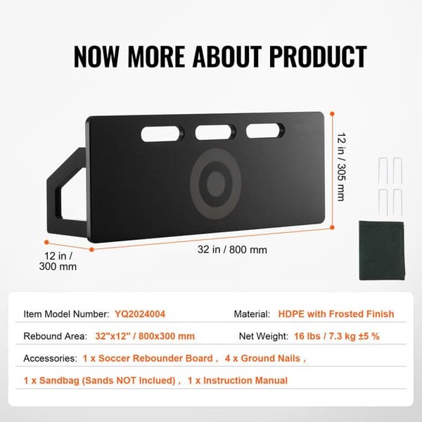 Reboundbräda - DUOKU - 32"X12" - Bärbar - 2 Justerbara vinklar - HDPE Fällbar