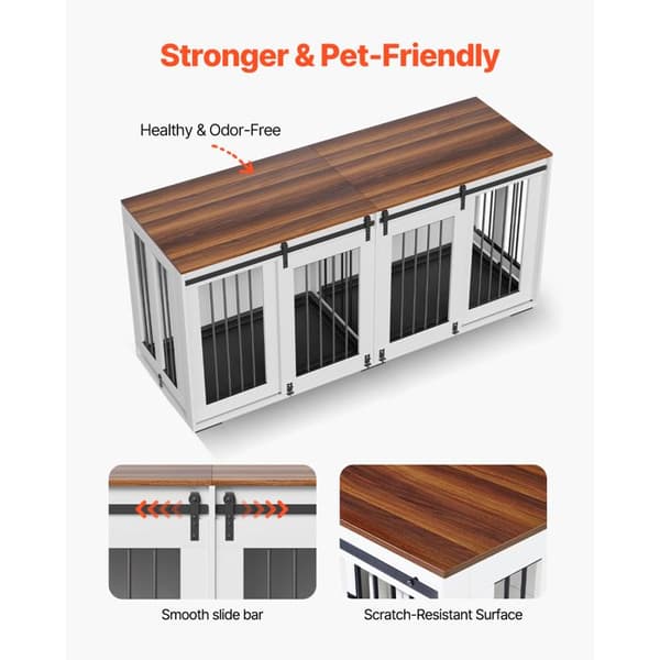 Cage Dobbelt til Hund på 72 tommer-Duoku-Hvid-til Små og Store Hunde-Stærk Stålrørstruktur-2 Skydedøre