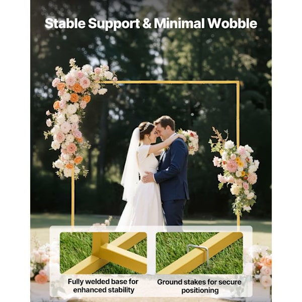 Bröllopsportal - DUOKU - HQGM66FT - 2 x 2 m - Guldmetall - Robust Ram