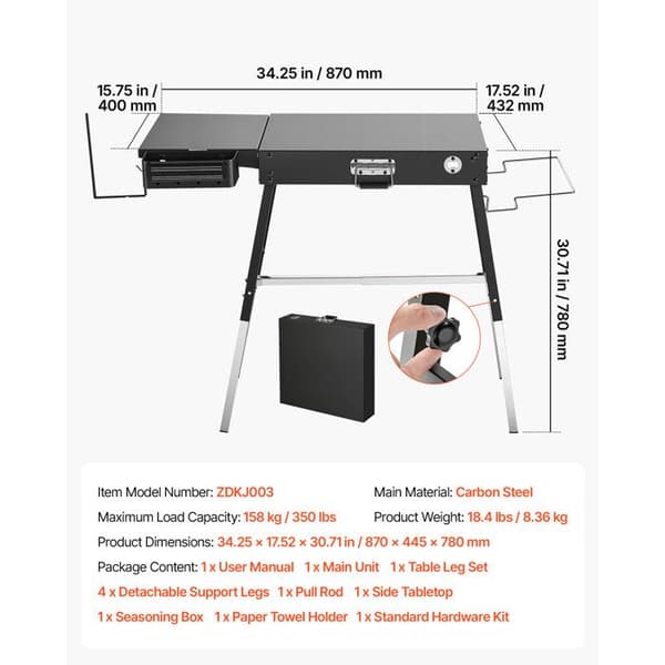 Fällbord utomhus - DUOKU - ZDKJ003 - 87x45 cm - Kolfiberstål - Kap. 158 kg