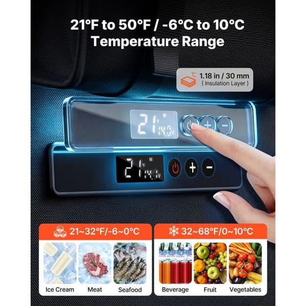 Bärbar elektrisk kylbox - DUOKU - QCD13 - 13 L - 12/24 V DC - -6 °C till 10 °C