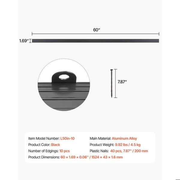 Sæt af 10 Havekanter i Duoku-Rustfrit Metal i Aluminiumlegering - Foldbare - Til Blomsterbede