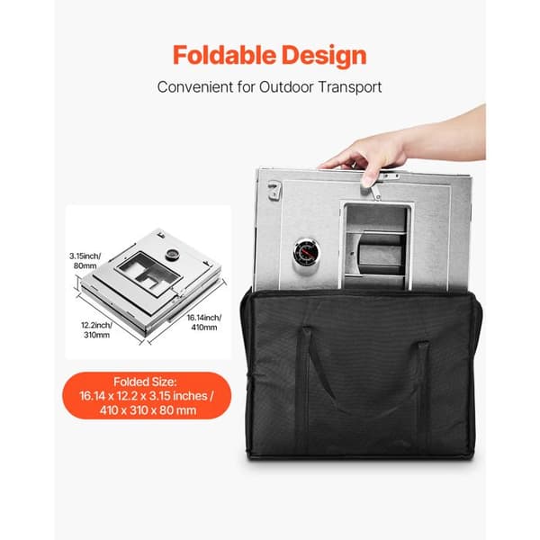Folding Camping Grill-Duoku-Portabel Camping Brænder i Rustfrit Stål-med 3 Niveauer Gitter-til Brænde