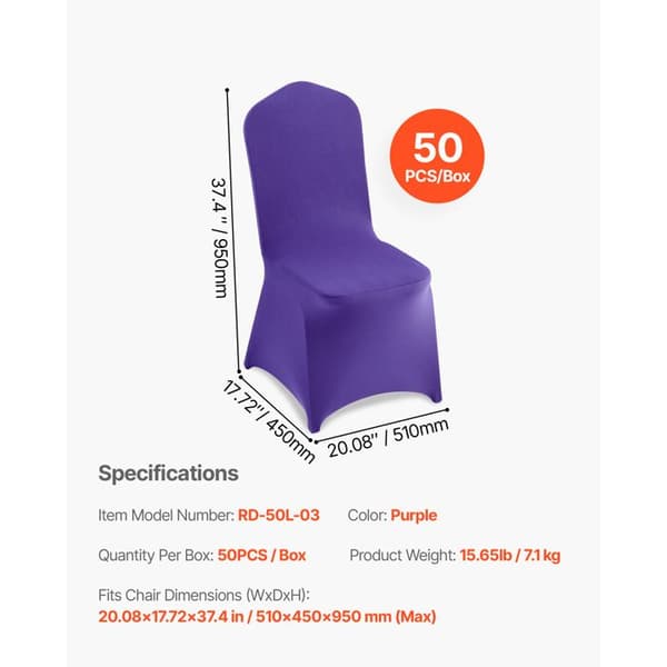 Stolöverdrag - DUOKU - Utsträckbara i Polyester och Elastan - Set om 50 - Lila - 51x45x95 cm Violett