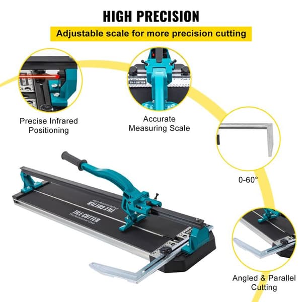 Manuel fliser cutter - DUOKU - 800 mm - Aluminium - Præcis laserpositionering - 35 mm bredde