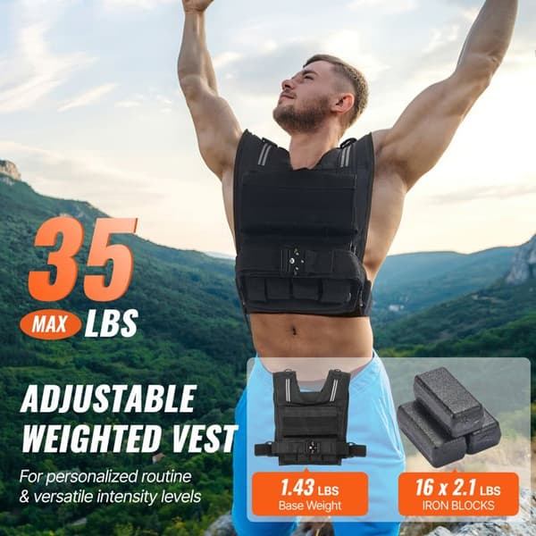 Viktad väst - DUOKU - JS-VEST007 - 35 lb (15,85 kg) - Nylon 1000D - Reflekterande band