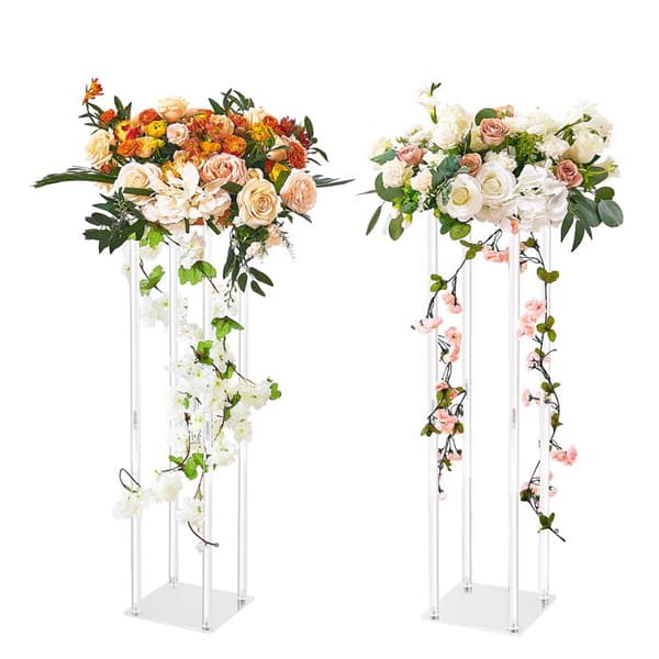Blomstödsställ - DUOKU - Set med 2 - Akryl - 80 cm - Geometrisk - Vit