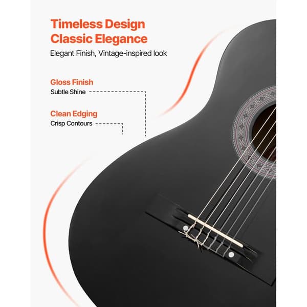 Klassisk Gitarr - DUOKU - M5831 - 96 cm - Lindträ - Nylonsträngar - Svart Svart