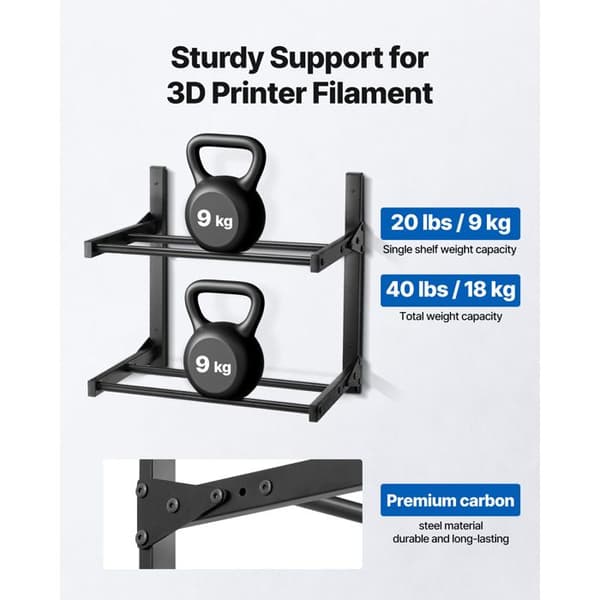 Støttevæg til filamentopbevaring - Duoku - 2 niveauer - Spuleholder med hjul - til 3D-printværksteder