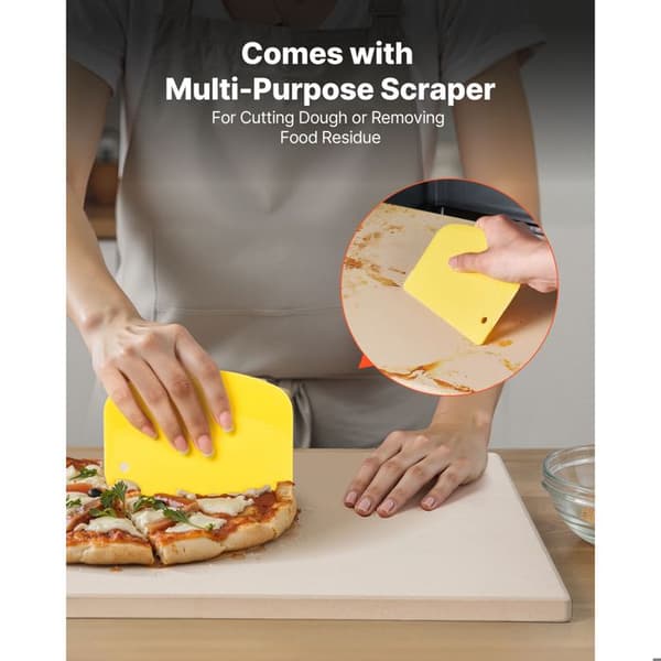 Rektangulær Plade i Cordierit-Duoku-51 x 34,5 cm-Robust Kogeflade-med PP-Skraber-Tykkelse på 1,7 cm