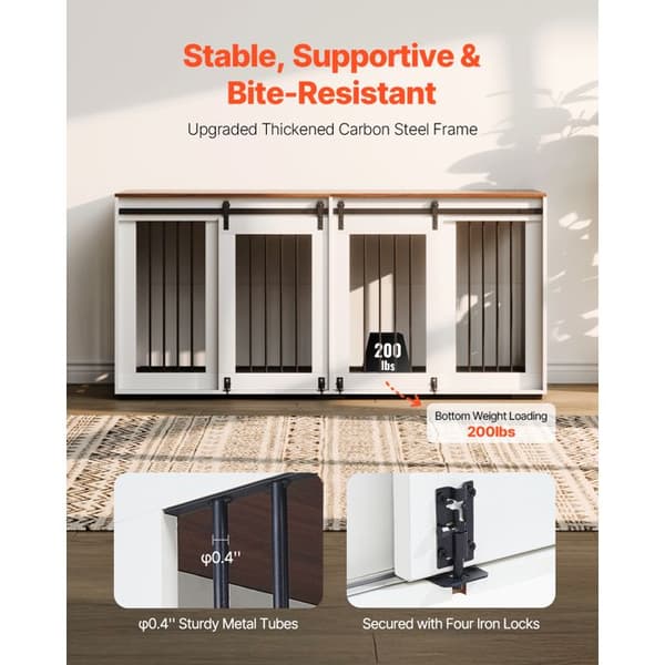 Dobbelt hundebur - DUOKU - SS-703 - Robust stålramme - 2 skydedøre - 1800x600x861 mm