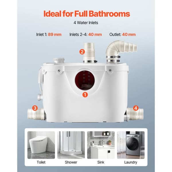 Sanitærknuser - DUOKU - FLO500-BE - 500 W - Flow 110 L/min - Højde 8 m