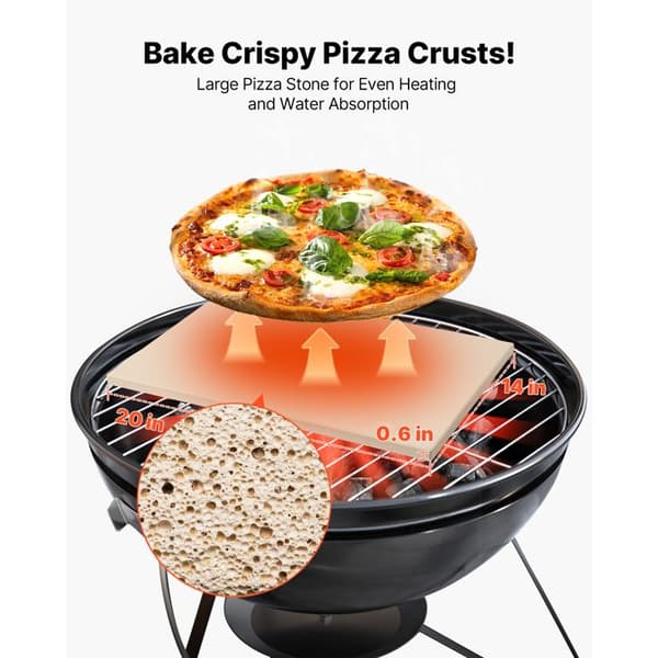 Rektangulær Pizzasten i Cordierit-Duoku-50,8 x 35,5 cm-Bageflade-med Aluminiumsspatel-Tykkelse 1,5 cm