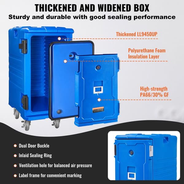 Isolert Transportkasse - DUOKU - BW-90D - 120 L - Varmehold 4-6 timer - Kuldehold 3-5 timer Blå