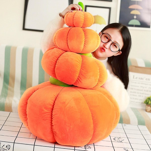 Halloween Pumpa Kudde Plysch stoppad leksak Docka Dekorativ Barn Orange Simulering Kawaii Frukt Säng Grönsakskudde Textil Ns2 Dia 60cm