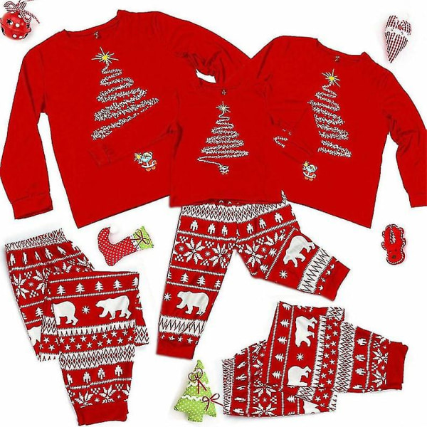 Christmas Pyjamas Familj Pyjamas Set Print Top och pläda byxor Sovkläder Children 12T