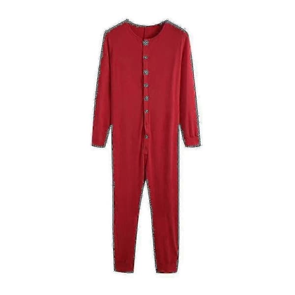 Herre Hel Lang Johns Nattpysjamas Red M