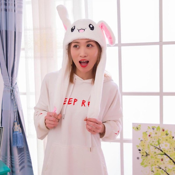 Söt Influencer Kaninöron Mössa Söt Influencer Kaninöron Mössa med Rörligt Ljus (Blå Nålar)