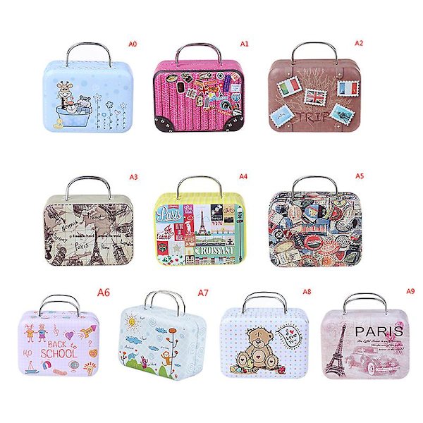 Muoti Metallinen Mini Matkalaukku Yhteensopiva Nukkien Pienoislelujen Kanssa Matkalaukku Nukkekodin Koriste Pink A1