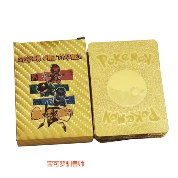 55 st Färgglada Guldfolie Kort Charizard Pikachu Silver Regnbåge Engelsk Samling Strids Kort Leksaker och Gåvor tamer