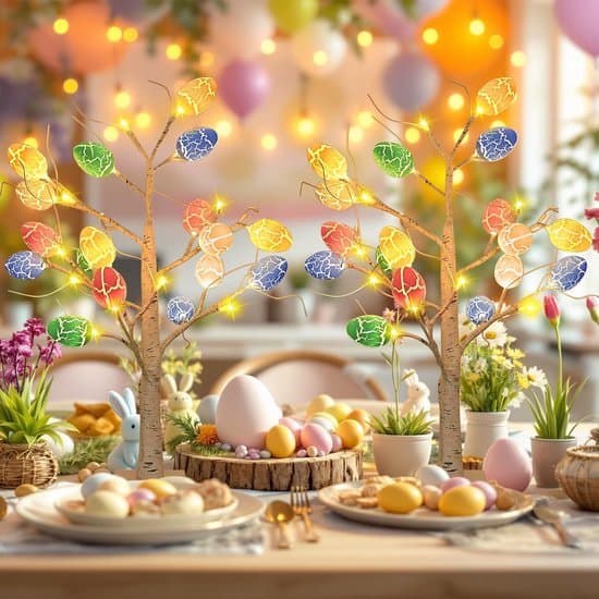 {YM}Easter Decoration - Illuminated Easter Decoration - LED Easter Tree - With 24 Easter Eggs - Compatible with Windows, Farmhouses, Homes, Parties, Indoors
