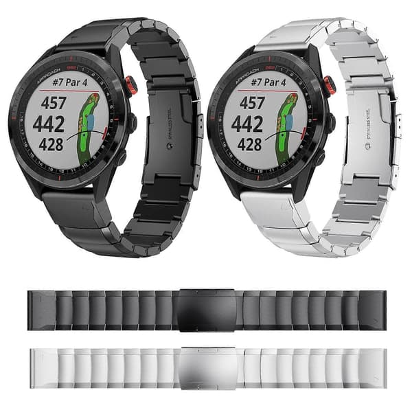 Til Garmin Approach S62 22mm Skildpaddeskjold Rustfrit Stål Urrem Black