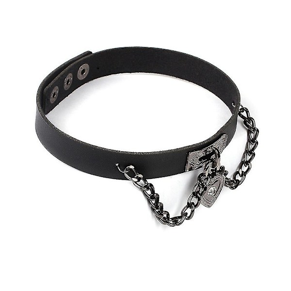 Kvinder Piger Gotisk Punk Choker Hjerte Vedhæng Kunstlæder Halskæde Spænde Kravebenskæde