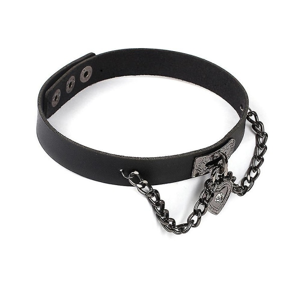 Kvinnor Flickor Gotisk Punk Choker Hjärthänge Faux Läder Halsband Spänne Nyckelbenskedja