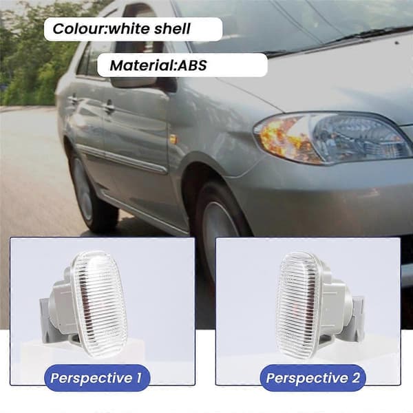 2 stk. Bilskærmlys Sideblinklys til TOYOTA Vios Axp4 Scp4 2002-2006 til Corolla 2 white shell